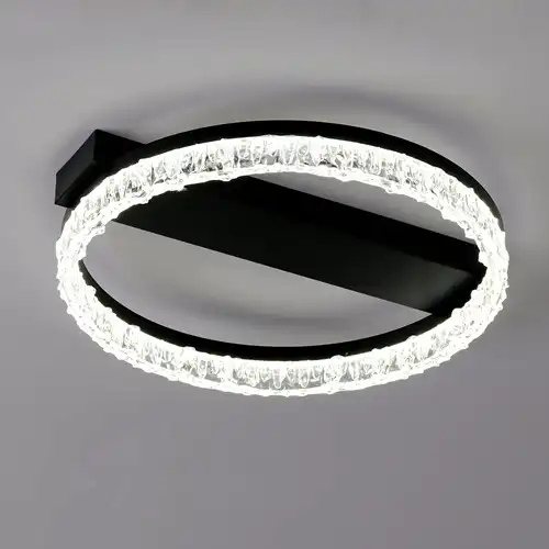 Lustra LED cu telecomanda, neagra, rotunda, 80W, trei tipuri de lumina calda/naturala/rece, dimabila, 52x50x10cm, aplicata, moderna 3190