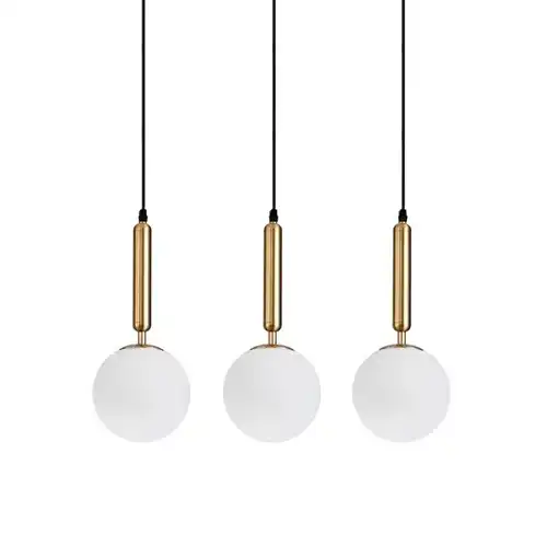 Lustra LED cu abajururi, aurie, liniara, 60x15x100cm, tip bec 3xE27, suspendata, moderna