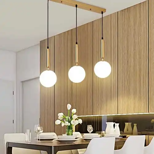 Lustra LED cu abajururi, aurie, liniara, 60x15x100cm, tip bec 3xE27, suspendata, moderna LC3653